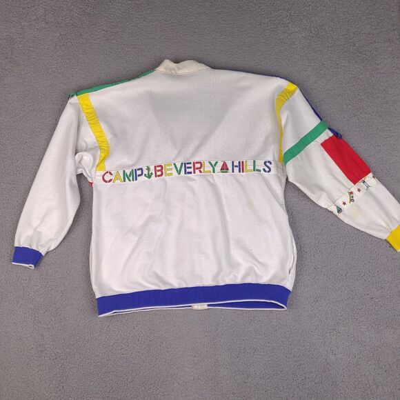 Vintage Camp Beverly Hills Sweater Cardigan Adult Large White Long Sleeve Button - Picture 2 of 16